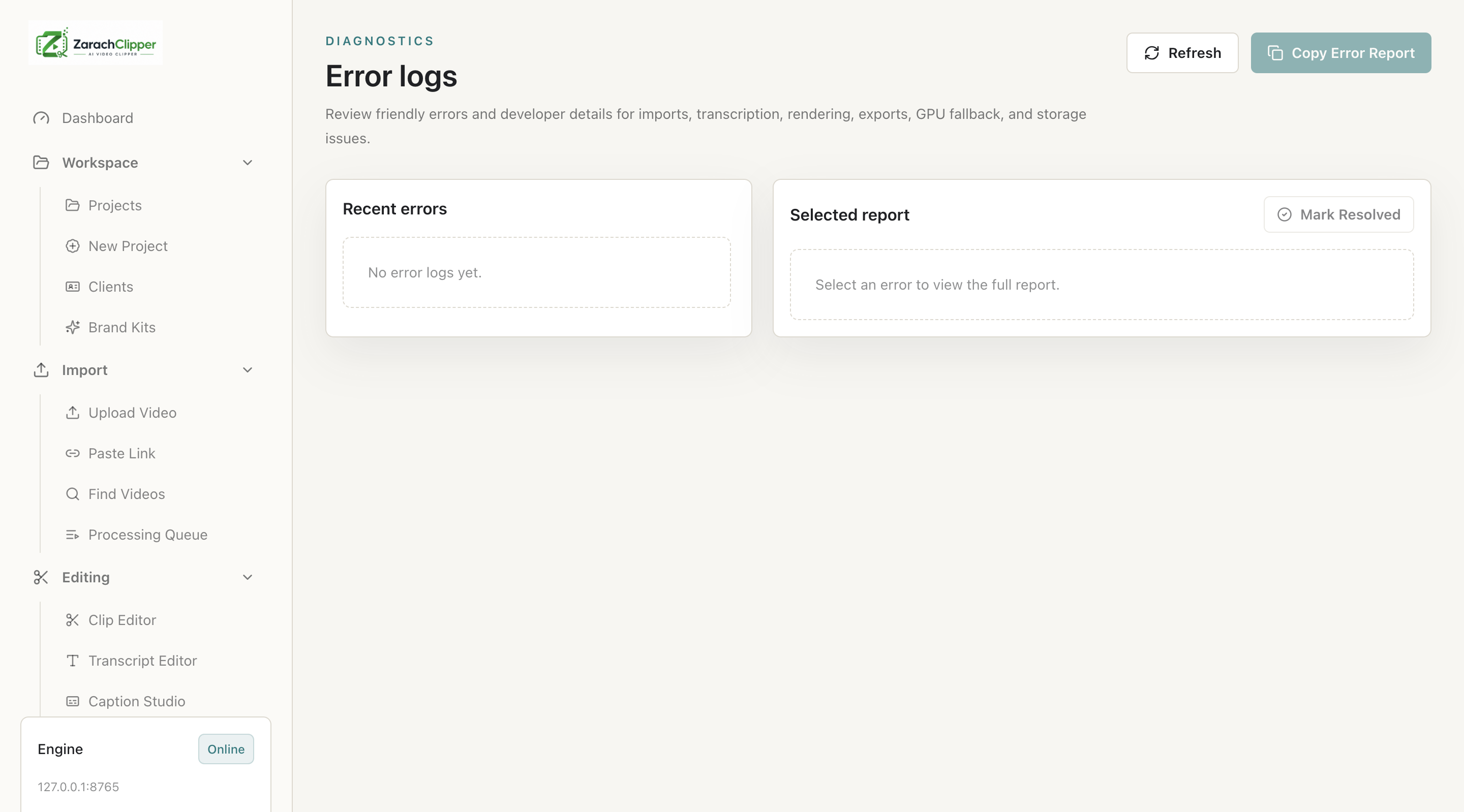 Error Logs overview