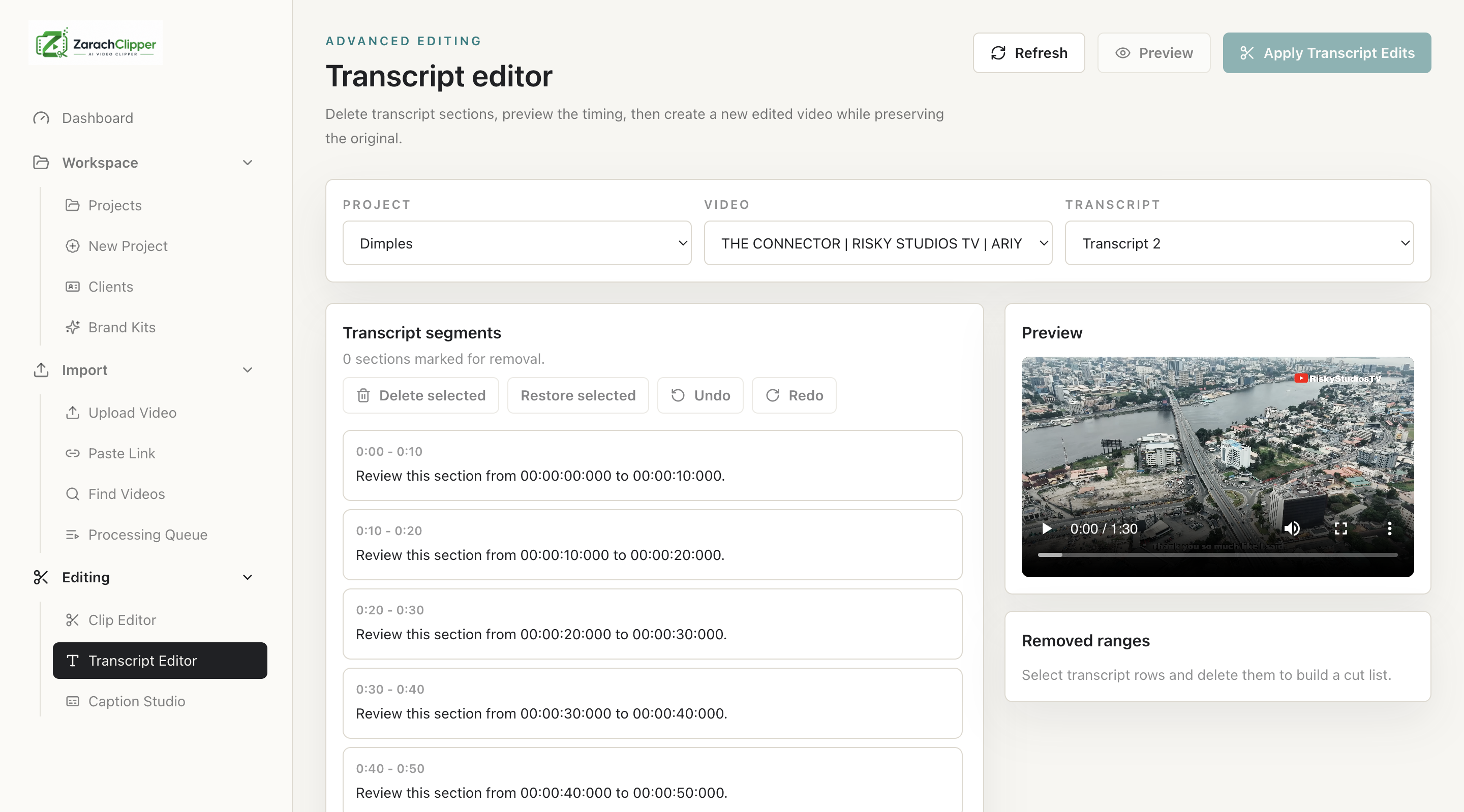 Transcript Editor overview